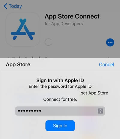 Type password AppStore