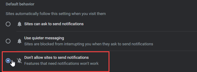 How to Stop McAfee Popups on Chrome - Step 4: Don’t allow to send notifications