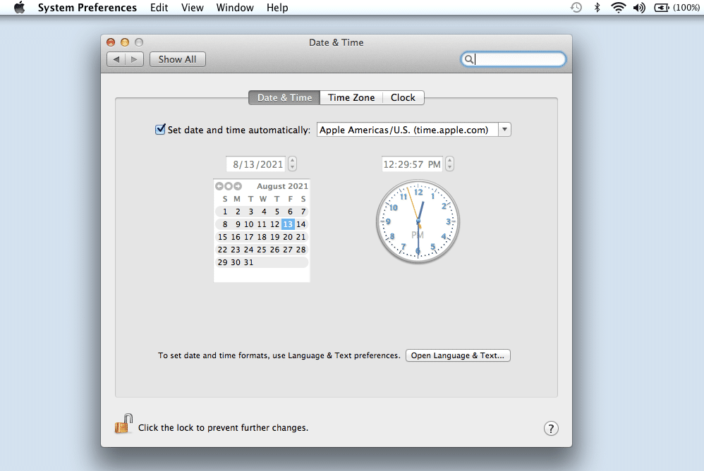 Set date and time