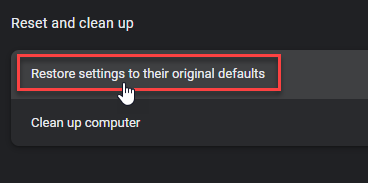 Reset browser settings