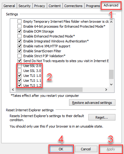 Security protocol settings