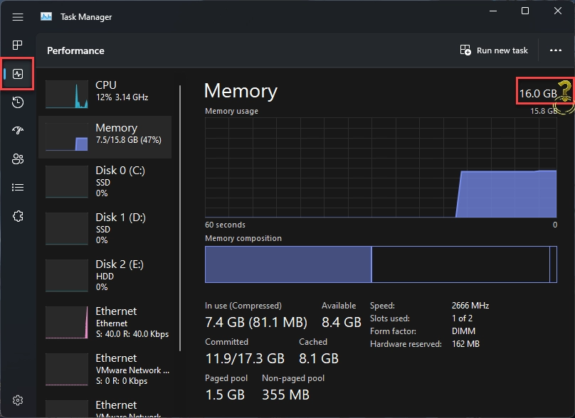 Task Manager RAM type