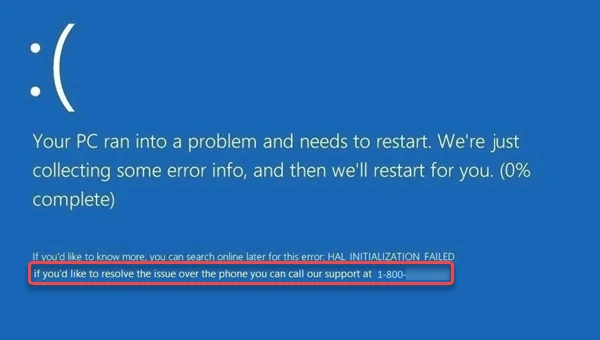 Fake BSOD window example