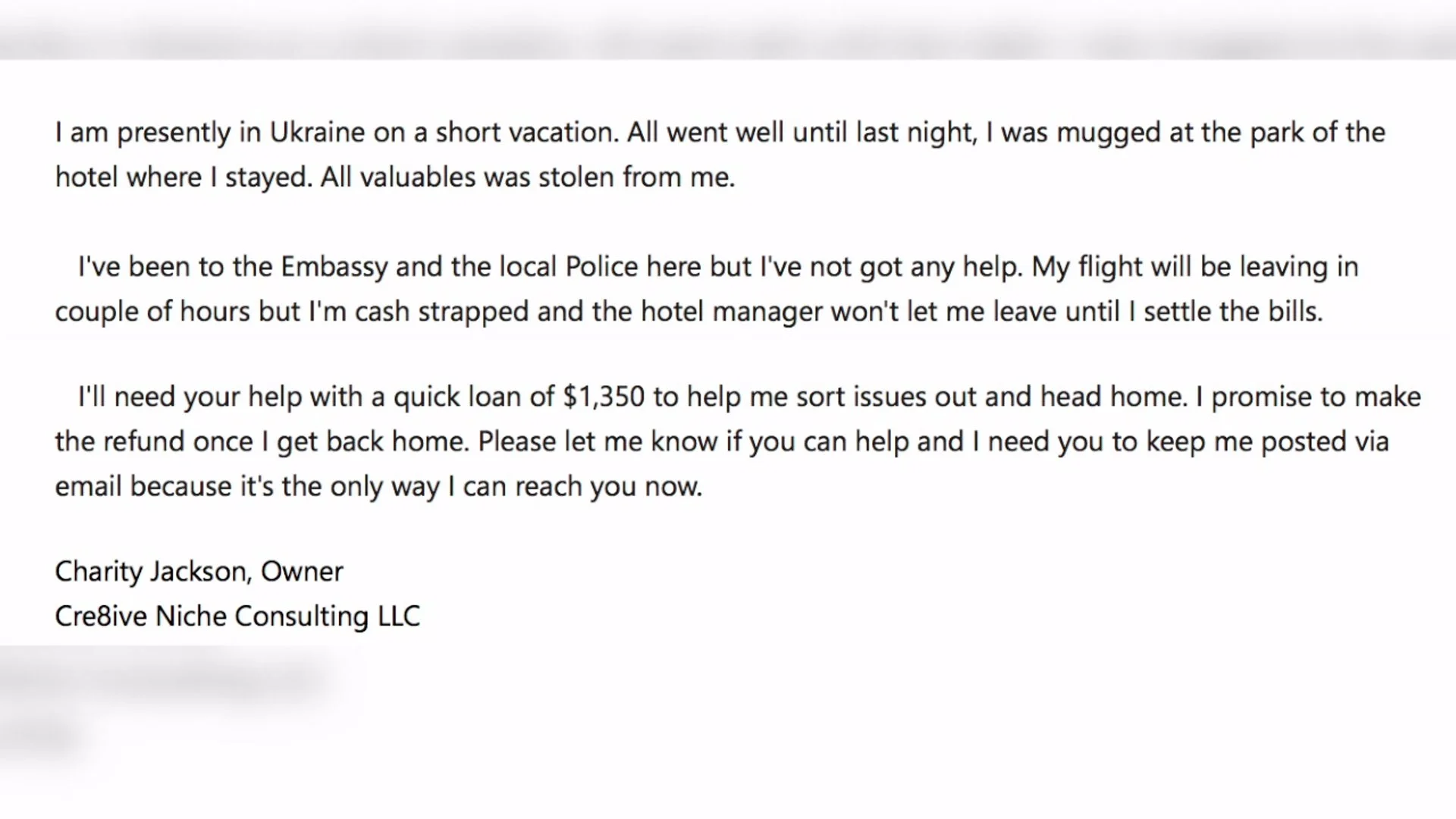 Urgent help spam