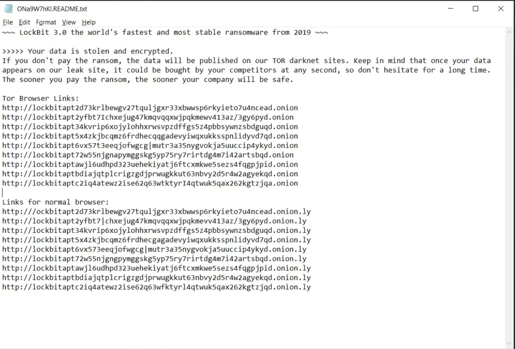 Text file from ransomware