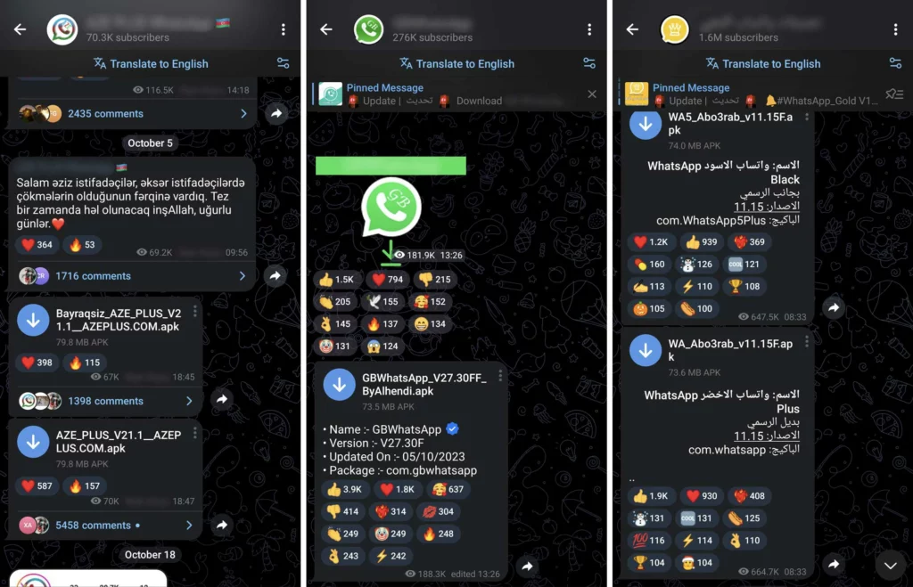 WhatsApp mods in Telegram 